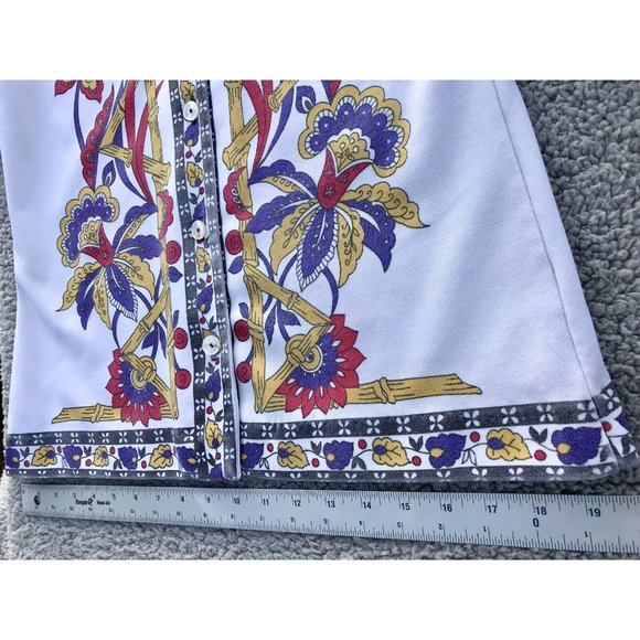 Vtg 60s Rare Smartique Polyester Mod Floral Geo Blouse Shirt 36 M Boho Disco HTF - Picture 12 of 16